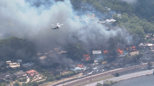 Жители нескольких домов горят из-за лесного пожара, бушующего в пригороде Центрального побережья Нового Южного Уэльса. Жители Централа призываются немедленно покинуть свои дома, поскольку лесной пожар уничтожил их. Жители нескольких домов горят из-за лесного пожара, бушующего в пригороде Центрального побережья Нового Южного Уэльса. Жители Централа призываются немедленно покинуть свои дома, поскольку лесной пожар уничтожил их.