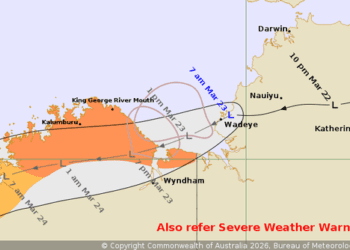 Бывший тропический циклон Нарелле обрушил сильные дожди на северную часть Австралии и направляется в сторону Западной Австралии.