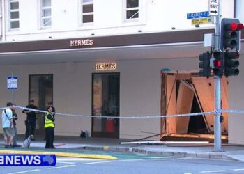 Магазин дизайнерской одежды был ограблен на автомобиле Mercedes с целью кражи сумок на тысячи долларов.