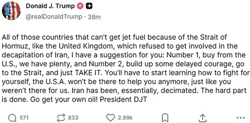 Трамп призвал союзников США «добывать нефть самостоятельно». Но, возможно, он блефует.